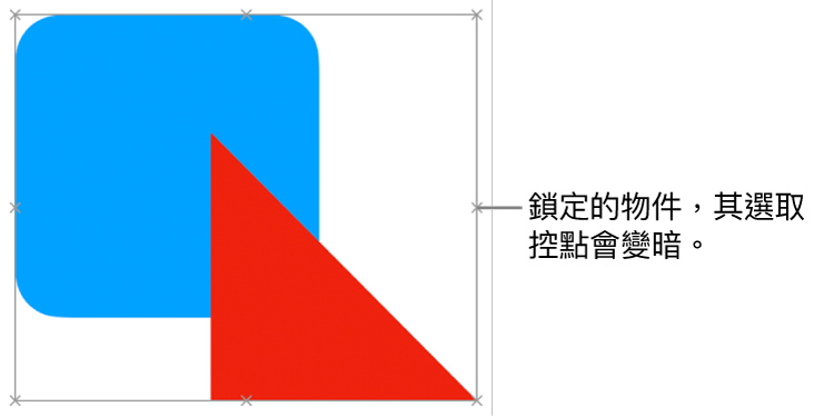 鎖定的物件顯示變暗的選取控點。