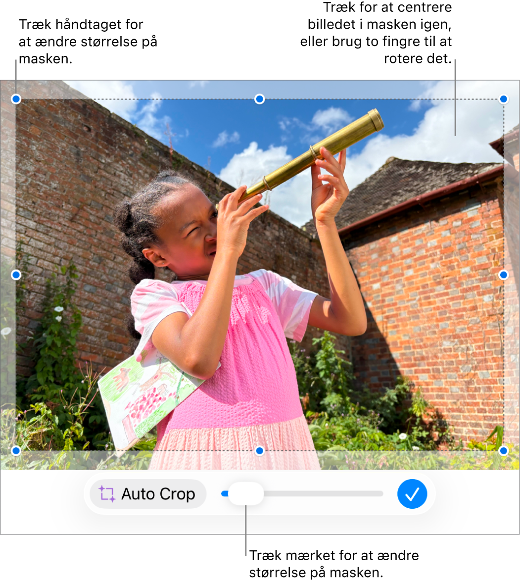 Maskemærket nederst på et foto.
