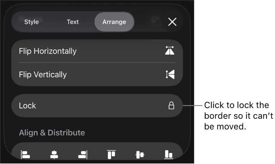 The Arrange controls in the Format menu with the Lock button called out.