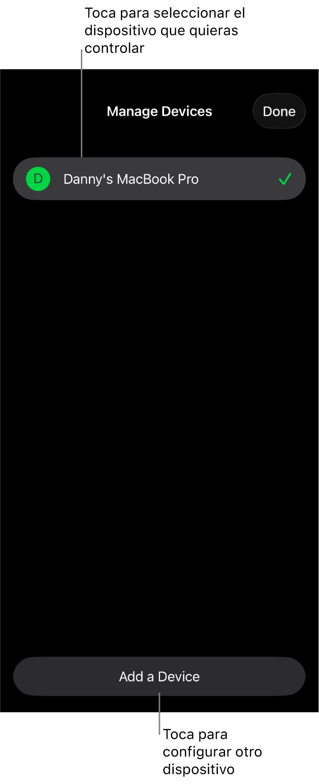 Panel “Gestionar dispositivos” que muestra el enlace “Enlazar un dispositivo”.