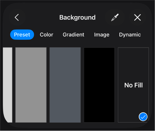 Les commandes Remplissage avec l’option Aucun sélectionnée.