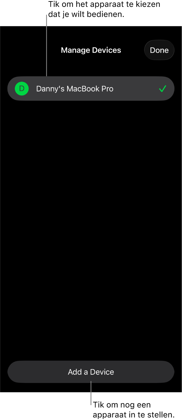 Het paneel 'Apparaten beheren', met de link 'Voeg een apparaat toe'.