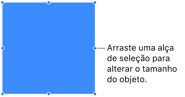 Objeto com pontos azuis na borda para alterar o tamanho do objeto.