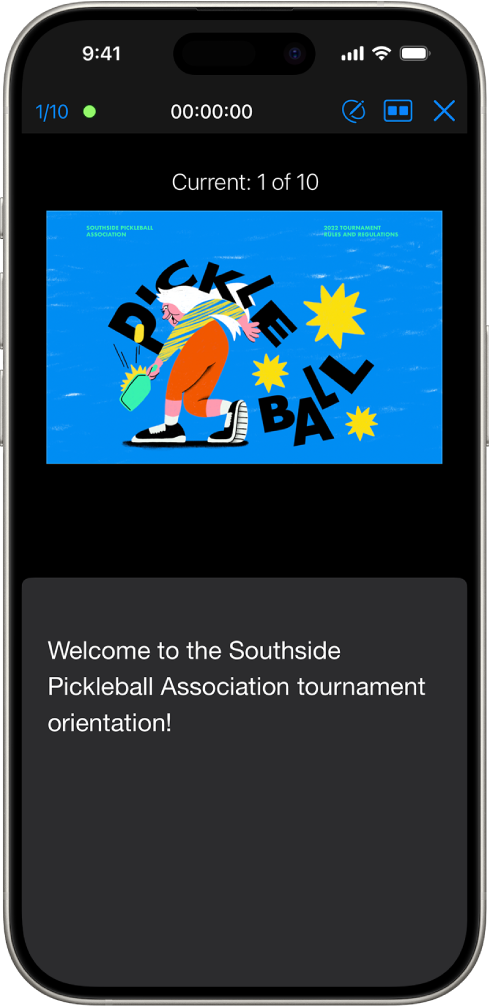 Uma janela a mostrar as apresentações de vários apresentadores com o botão “Iniciar” como anfitrião na parte inferior.