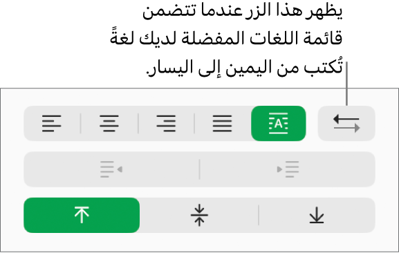 الزر اتجاه الفقرة في قسم المحاذاة للشريط الجانبي "التنسيق".