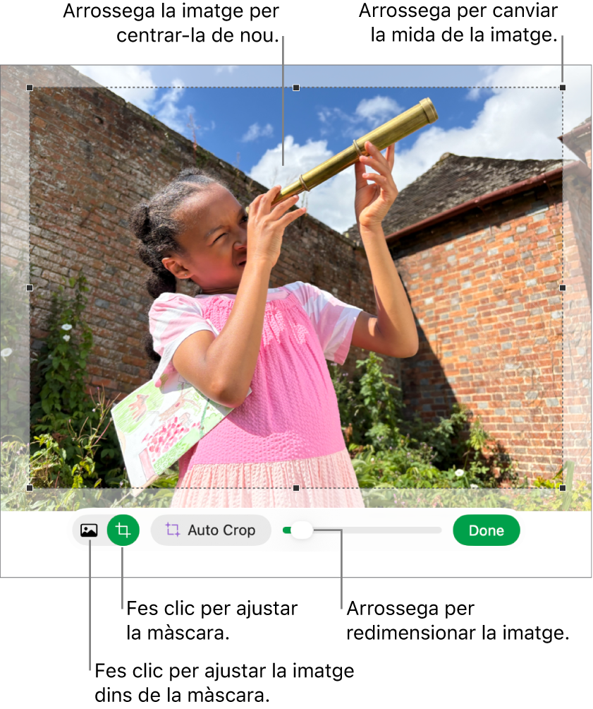 Els controls de màscara sobre una foto.