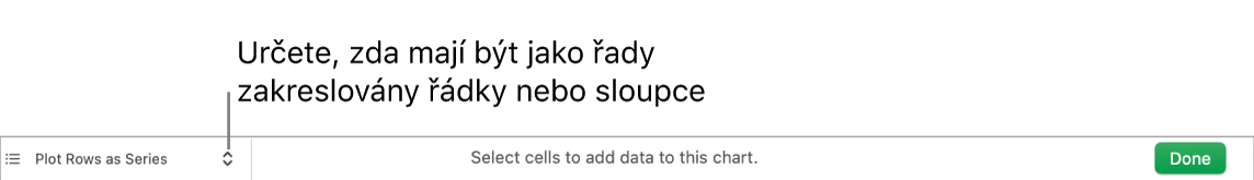 Místní nabídka pro výběr vykreslení řádků nebo sloupců jako řad