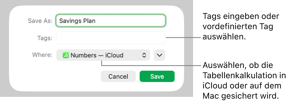 Dialogfenster „Sichern unter“.