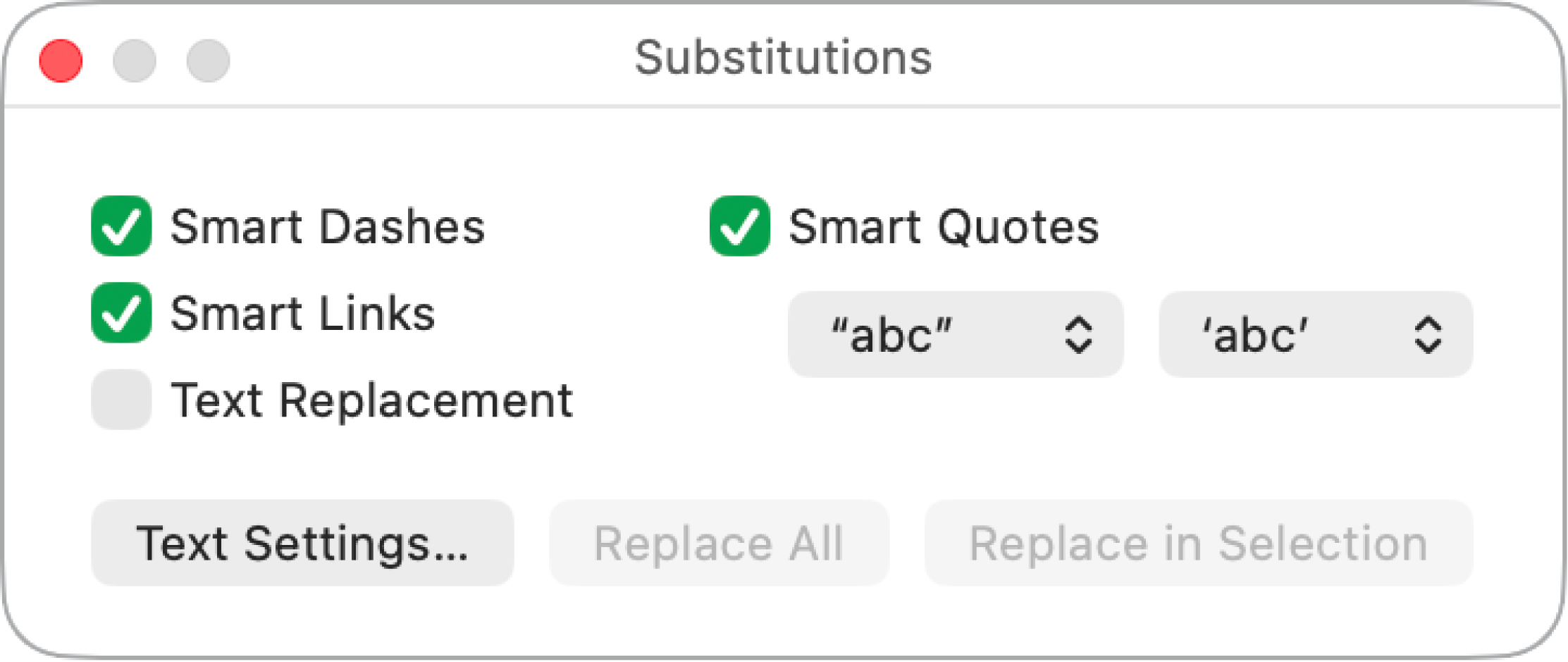 The Substitutions window.