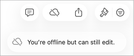 An alert on the screen says “You’re offline but can still edit.”