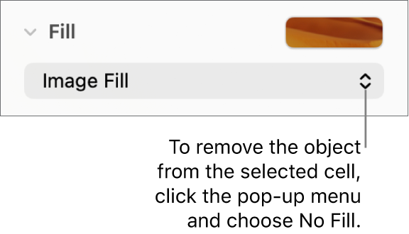 The control for removing an object from the selected cell.