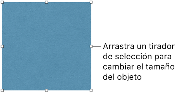 Un objeto con cuadrados blancos en su borde para cambiar el tamaño del objeto.
