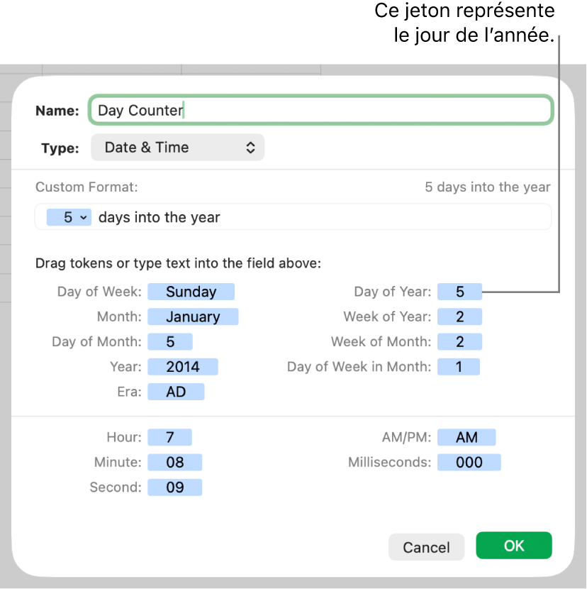 Format de cellule Date et heure personnalisé.