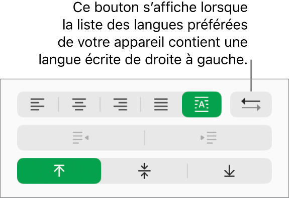 Le bouton « Direction du paragraphe » dans la section Alignement de la barre latérale Format.