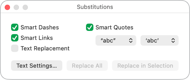 A Helyettesítések ablak.