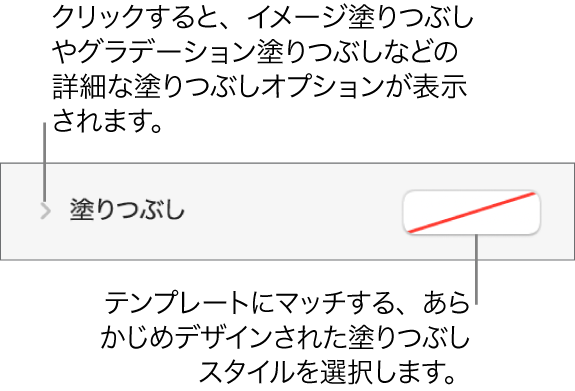 塗りつぶしカラーを選択するためのコントロール。