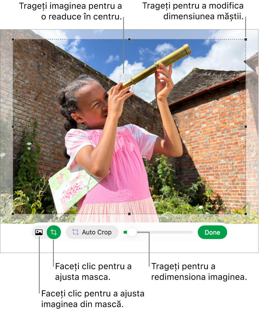 Comenzile de mascare peste o poză.