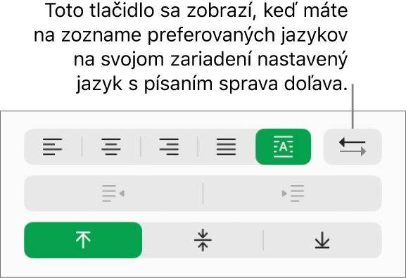 Tlačidlo Smer odseku v časti Zarovnanie postranného panela Formát.