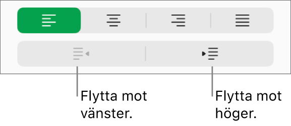 Alternativ för styckejustering.