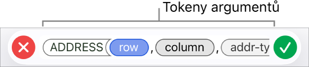 Editor vzorců s funkcí a tokeny argumentů