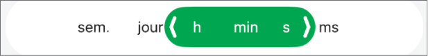 Commandes de mise en forme des cellules pour les durées temporelles.