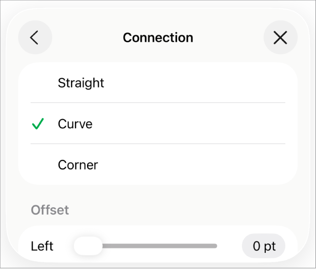 Ovládacie prvky Spojenie s vybranou možnosťou Krivka.