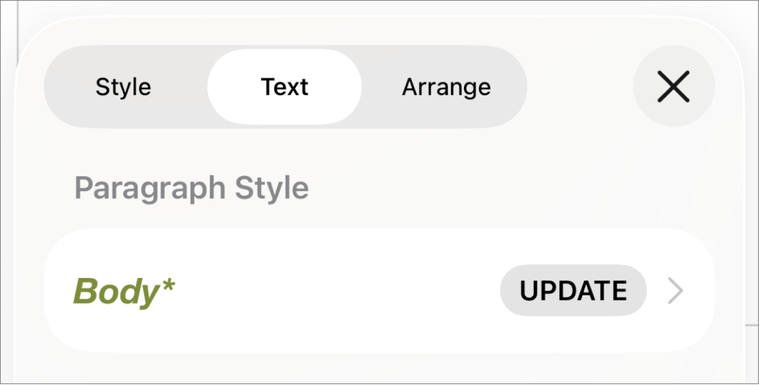 L’estil de paràgraf del cos amb un asterisc al costat.