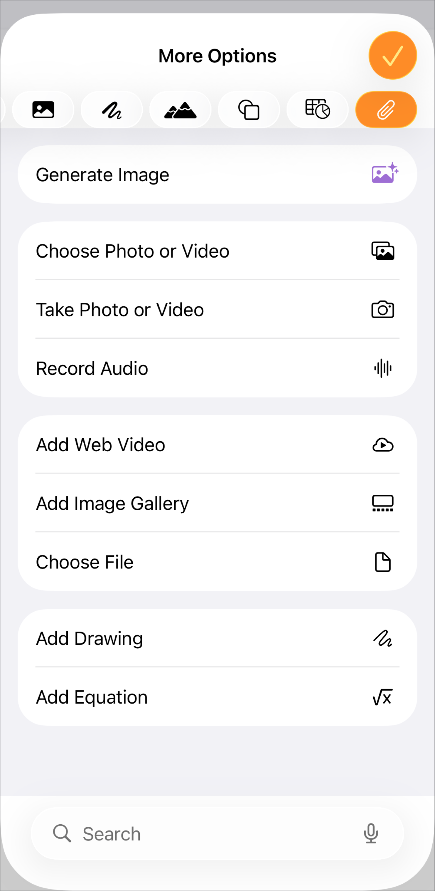 Zobrazená nabídka Přidat médium