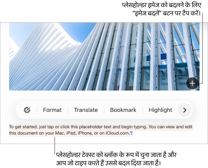 प्लेसहोल्डर टेक्स्ट और इमेज।