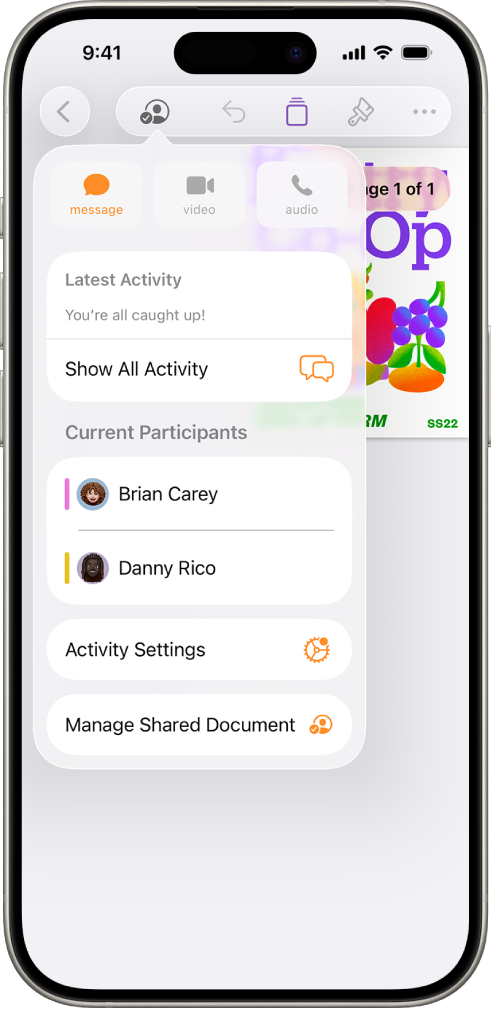 Menu spolupráce obsahujúce mená ľudí spolupracujúcich na dokumente.