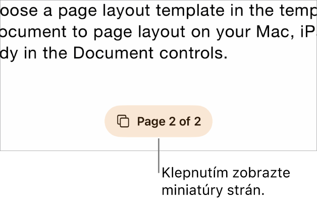 Otvorený dokument s tlačidlom počtu strán v strednej dolnej časti obrazovky.
