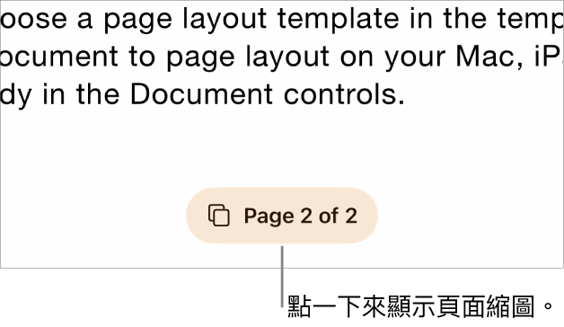 開啟的文件,在畫面的底部中央顯示頁碼按鈕。