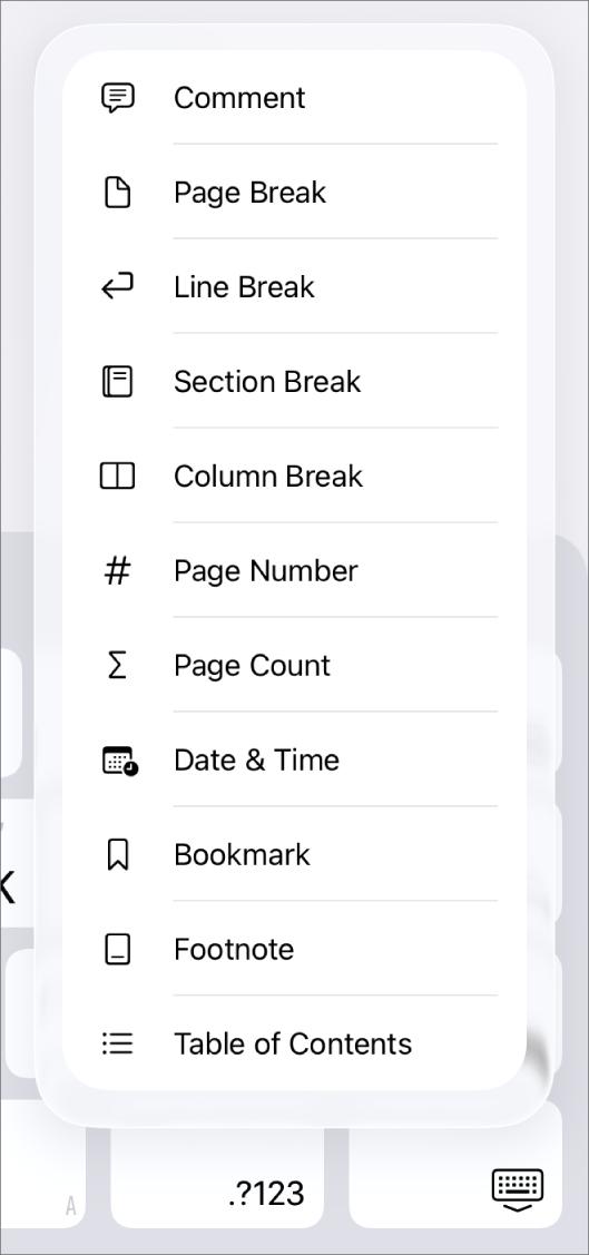 A parancsikonsáv a megnyitott Beszúrás vezérlőkkel a Beszúrás gomb felett.