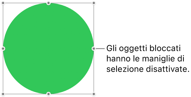 Un oggetto bloccato con maniglie di selezione grigie.