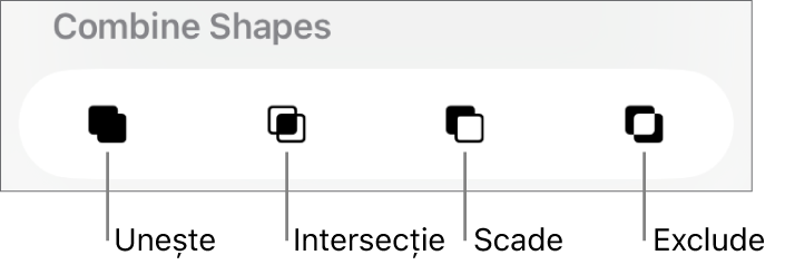 Butoanele Unește, Intersecție, Scade și Exclude de sub Combină formele.