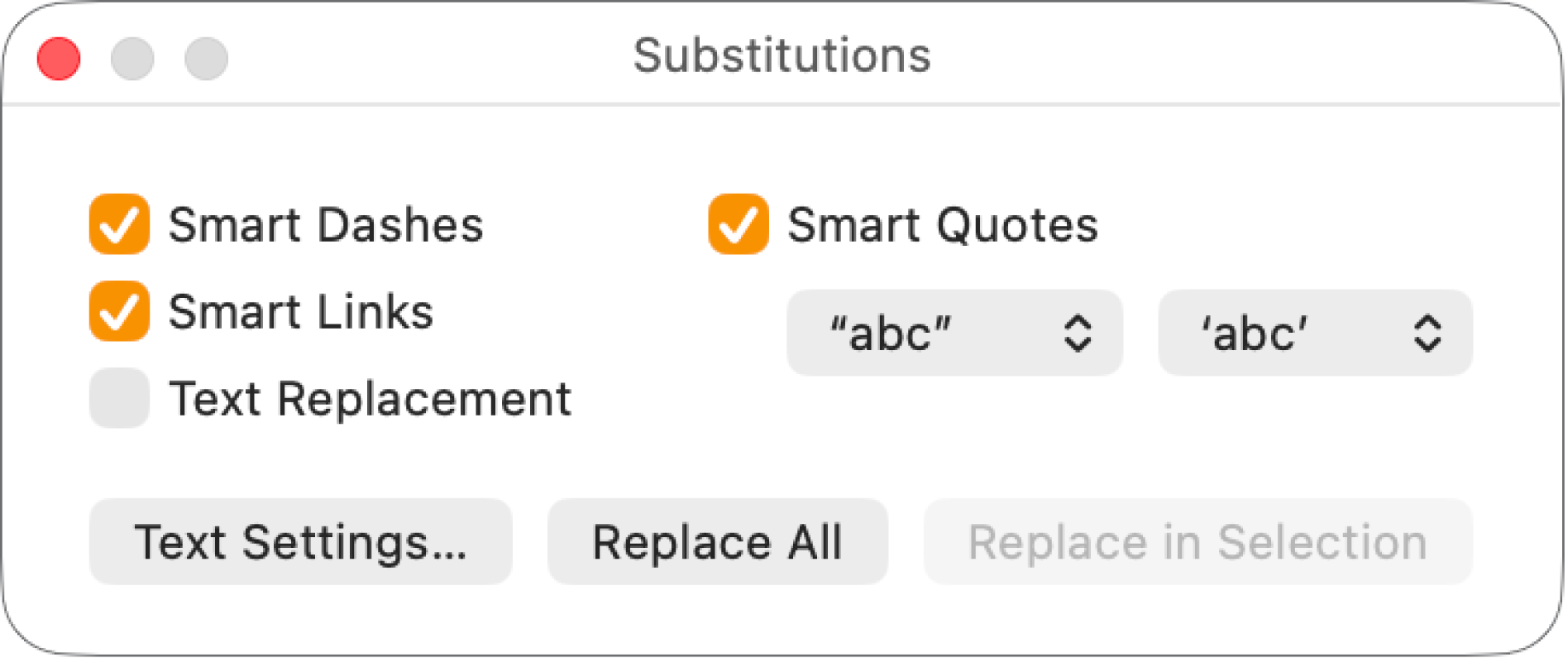 La finestra Substitucions.