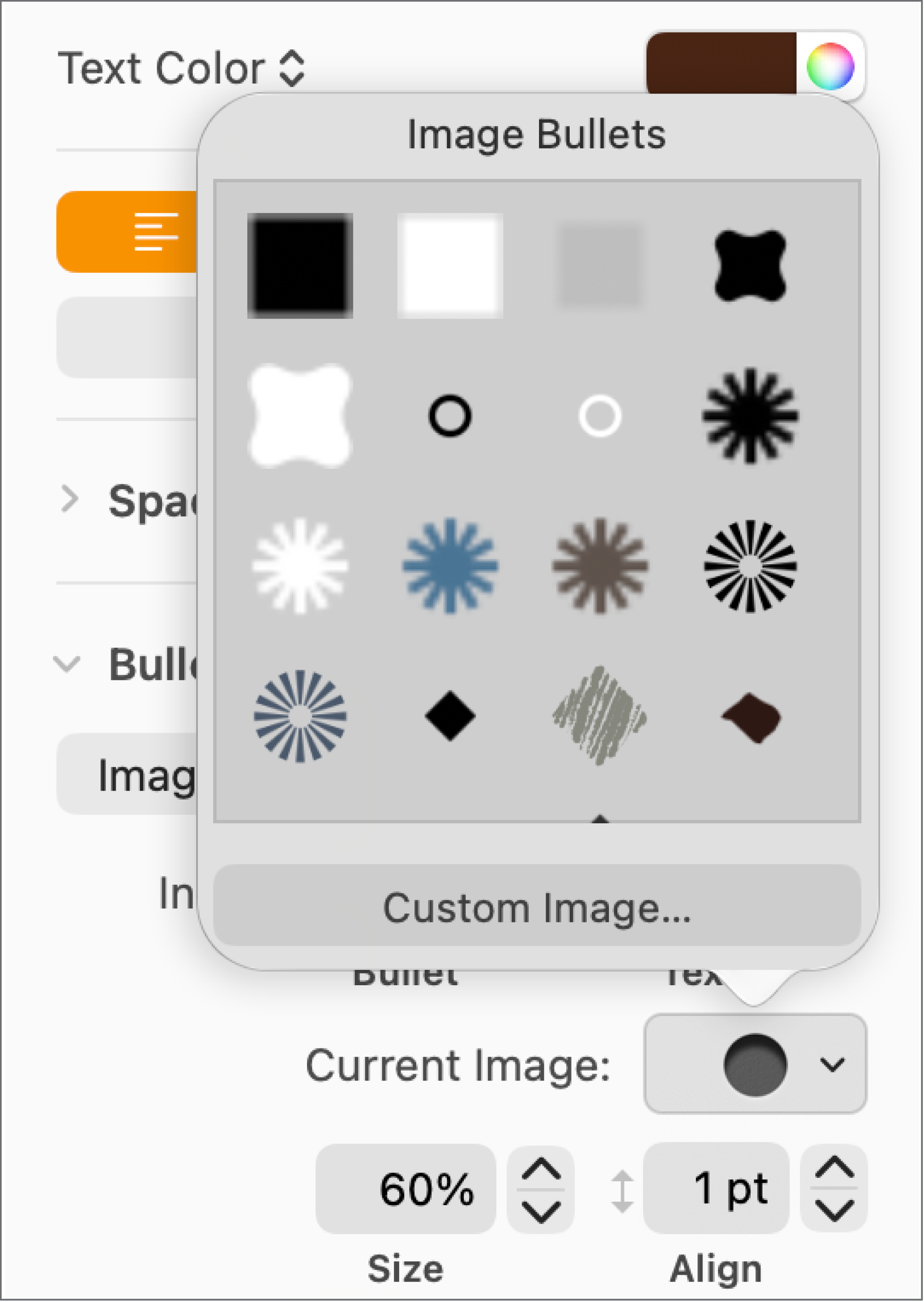 Místní nabídka Obrázkové odrážky