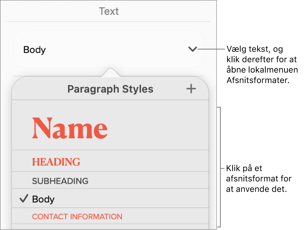 Menuen Afsnitsformater.