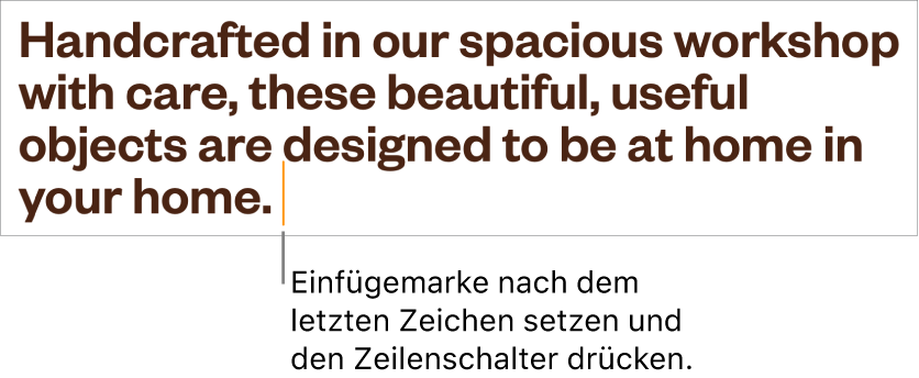 Die Einfügemarke wird nach dem Punkt im letzten Satz eines Absatzes platziert.