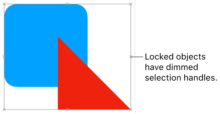 Locked objects with dimmed selection handles.