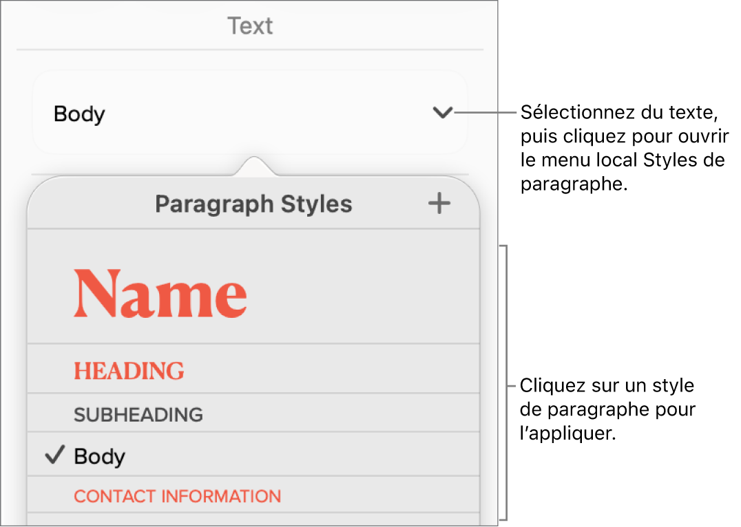 Menu Styles de paragraphe.