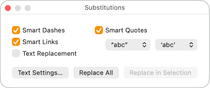 A Helyettesítések ablak.