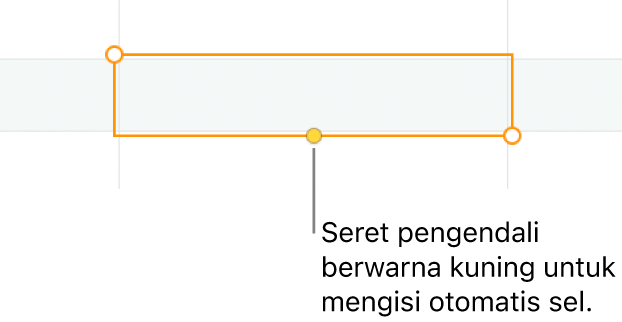 Sel yang dipilih dengan pengendali kuning yang dapat diseret untuk mengisi-auto sel.