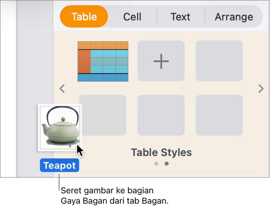 Menyeret gambar ke dalam bagian gaya bagan bar samping untuk membuat gaya baru.