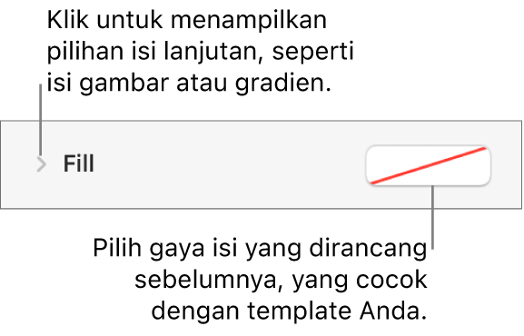 Kontrol untuk memilih warna isi.