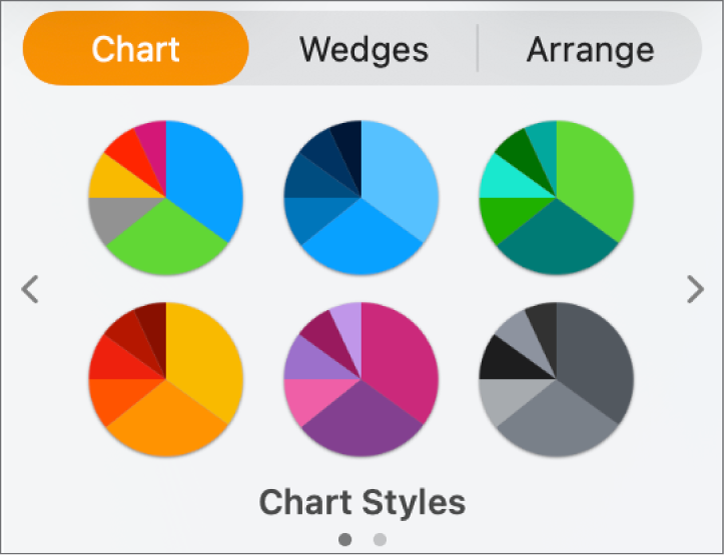 Stili di grafico nel pannello Grafico della barra laterale Formattazione.