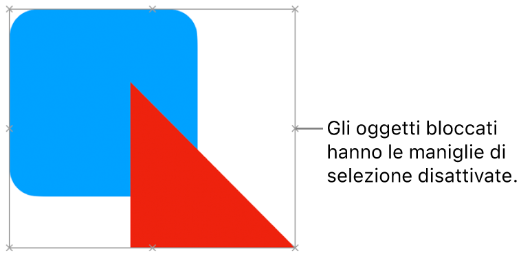 Oggetti bloccati con maniglie di selezione grigie.