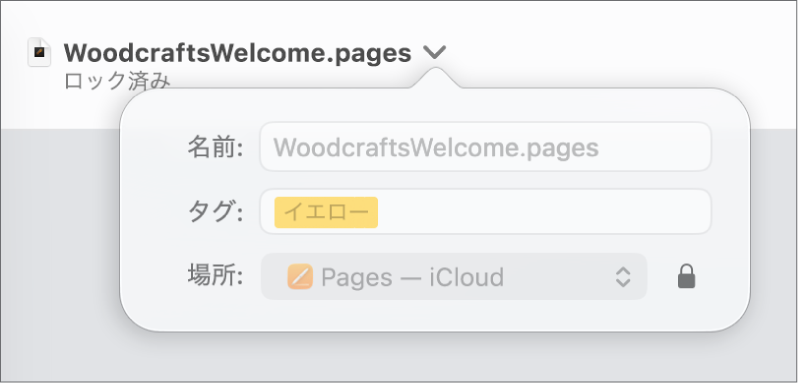 書類をロックする/ロック解除するポップアップ画面。