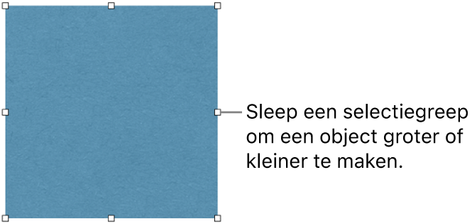 Een object met witte vierkantjes op de rand om de grootte van het object aan te passen.