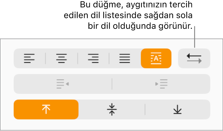 Biçim kenar çubuğunun Hizalama bölümünde Paragraf Yönü düğmesi.